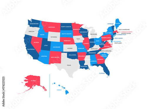 Cuadros en Lienzo United States of America Regions Map