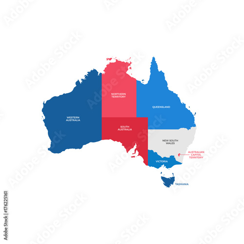 Obraz na płótnie Australia Regions Map