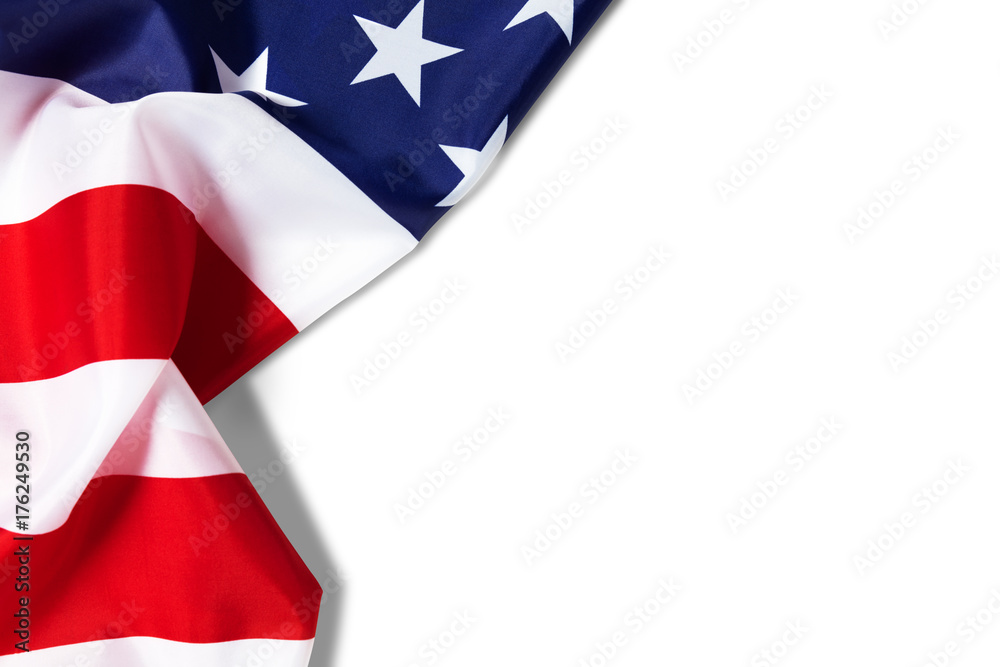 United States of American flag border isolated on white with clipping ...