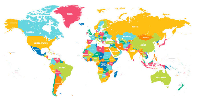 Wall Mural - Colorful Vector world map