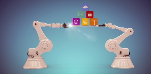 Poster - Composite image of digitally composite image of robotic hands