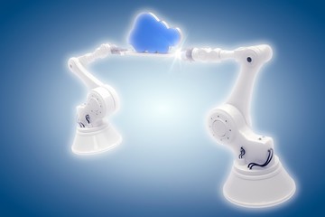 Poster - composite image of digitally composite image of robotic hands