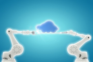 Poster - composite image of computer generated image of robotic hands