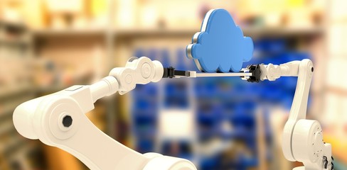 Poster - Composite image of computer generated image of robotic hands