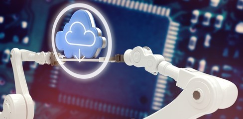 Poster - composite image of cloud icon with arrow sign in circle
