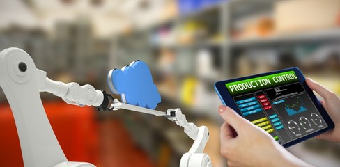 Poster - composite image of hands holding tablet
