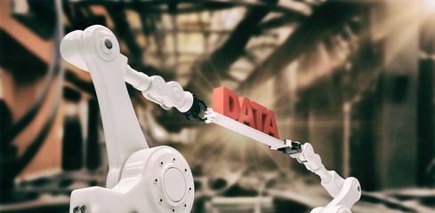 Poster - composite image of computer generated image of metallic robotic