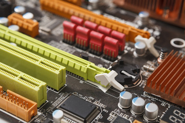 Poster - Computer motherboard close-up, repair concept