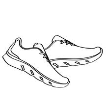 Isolated Outline Of A Pair Of Tennis On A White Background, Vector Illustration