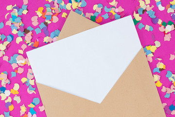 Blank card with colourful confetti