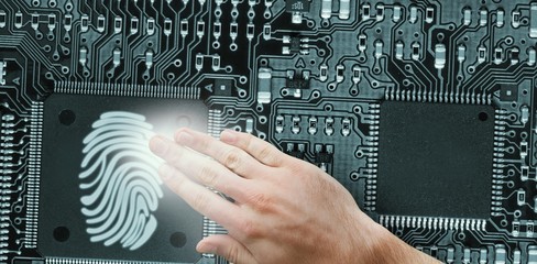 Poster - Composite image of hand touching
