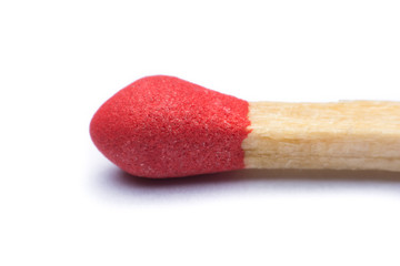 close-up red match isolated on a white background