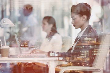 Poster - Focused businesswoman working on laptop