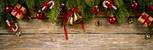 Christmas Ornament Against Wooden Background