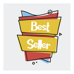 Aufkleber - Trendy flat geometric vector shape.  Vivid transparent banner in retro poster design style. Red and blue color. Best seller Tag