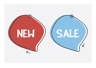 Aufkleber - Special offer red and blue geometric trendy bubbles. Vector retro design. New Sale price label set