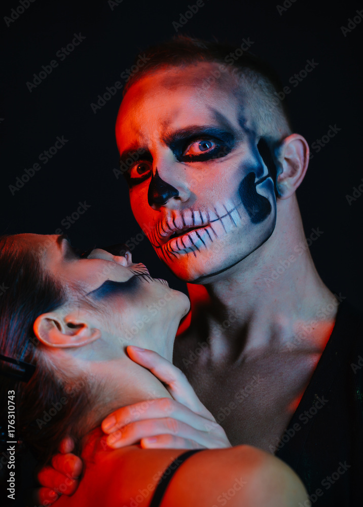 Nude couple. Passionate couple kissing, boy and girl. Having sex. Young lovers. People in love