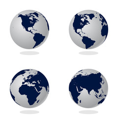 Fototapete - Set of Abstract Globe with World Map. 3D Vector Illustration.