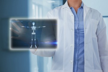 Poster - Composite image of midsection of female doctor using digital