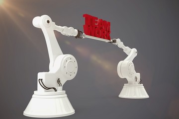 Poster - Composite image of hands holding team work message on white