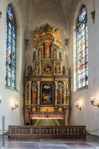 Zdjęcie XXL Pięknie zdobiony ołtarz w kościele św. Jakuba w Kungsträdgården w Sztokholmie
