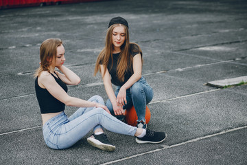 Wall Mural - Girls with a ball