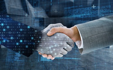 Poster - composite image of business people shaking hands