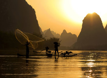 Fishing On The Li River, Guilin, China..