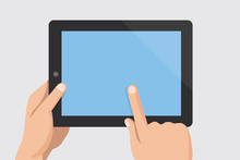 Finger Touching Blank Screen Of Tablet Computer