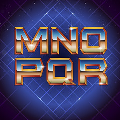 Poster - 80s retro futuristic font from m to r. vector retro futuristic synth retro wave letters in 1980s pos