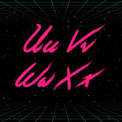 Poster - 80s Retro Futuristic Font. Vector Brush Stroke Alphabet. Letters from U to X