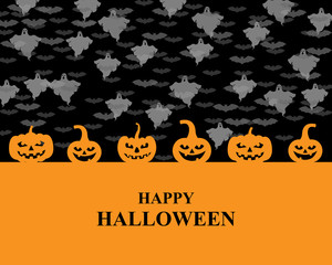 Wall Mural - Halloween greeting pumpkins card