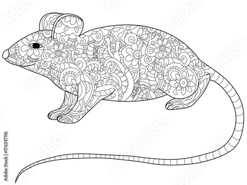 Download Rat Coloring Book Raster For Adults Stock Illustration Adobe Stock