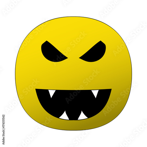 Illustration On A Theme Of Halloween The Image Of An Evil Smile With Fangs Evil Terrible Face Vector Illustration Hand Drawing Buy This Stock Vector And Explore Similar Vectors At Adobe
