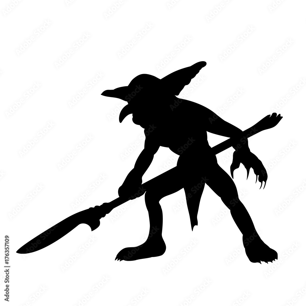 Goblin silhouette monster villain fantasy - obrazy, fototapety, plakaty 