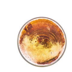 Fresh gold cold and delicious lager beer in glass over white background