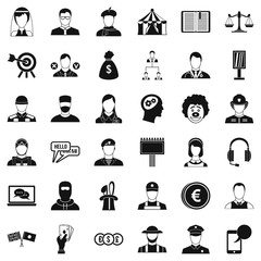 Poster - Robbery icons set, simple style