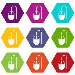 Poster - Computer mouse icon set color hexahedron