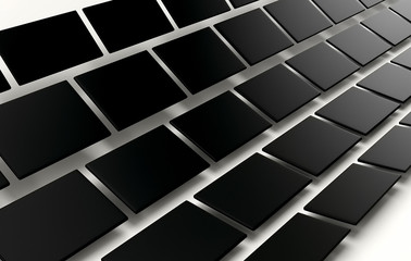 Wall Mural - Abstract array of shinny black cubes on white background. 3d render