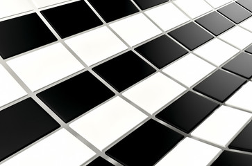 Wall Mural - Abstract array of shinny black and white cubes on white background. 3d render