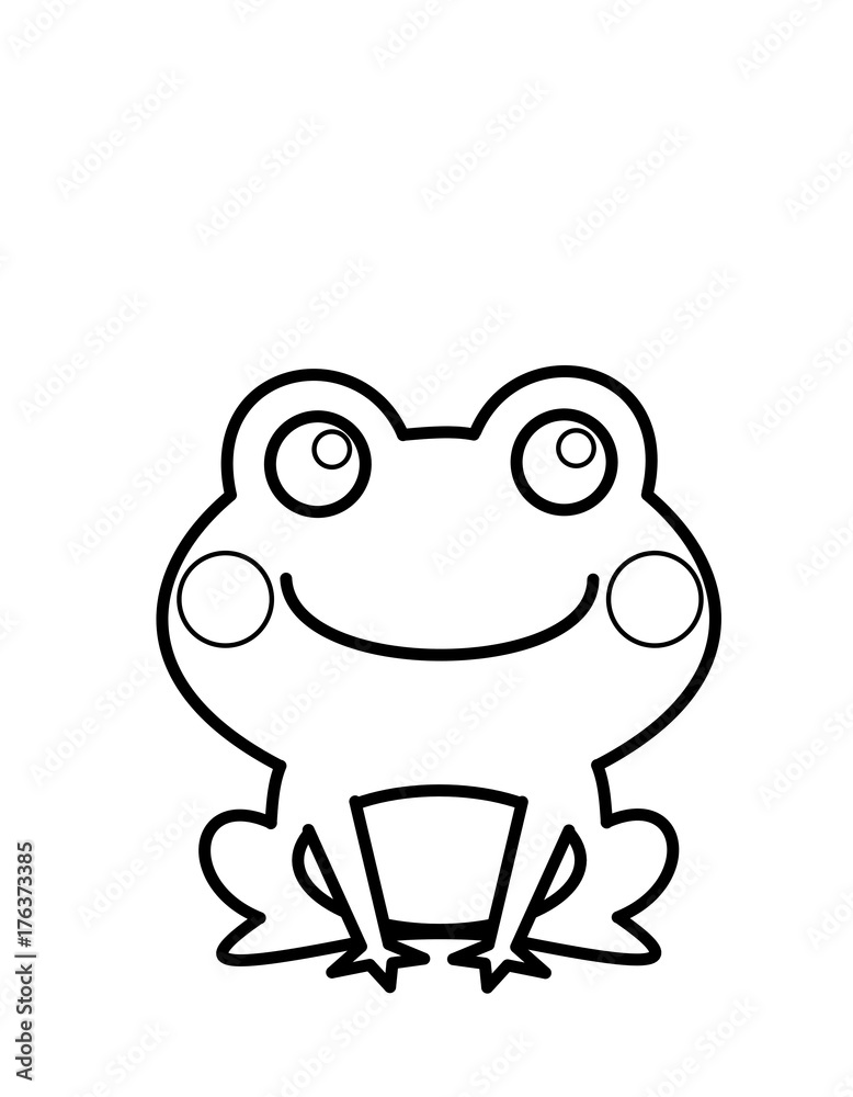 カエルの手描き線画イラスト まだら模様のカエル 手描き風イラスト線画素材のイラスト素材