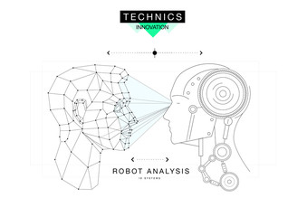 Poster - Trendy technics Innovation systems layouts in polygonal contour line composition, future analysis and technology operations. Made in awesome realy geometry style with linear pictogram of future design