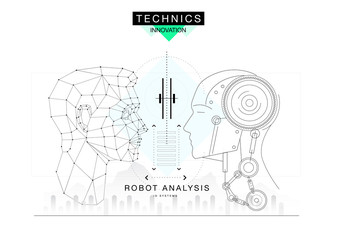 Poster - Trendy technics Innovation systems layouts in polygonal contour line composition, future analysis and technology operations. Made in awesome realy geometry style with linear pictogram of future design
