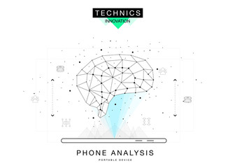 Poster - trendy technics innovation systems layouts in polygonal contour line composition, future analysis an