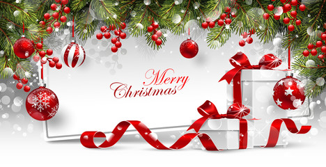 christmas card with gifts