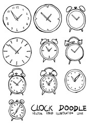 Wall Mural - Set of Clock illustration Hand drawn Sketch line vector eps10