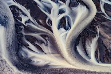 Aerial view of a river in Iceland