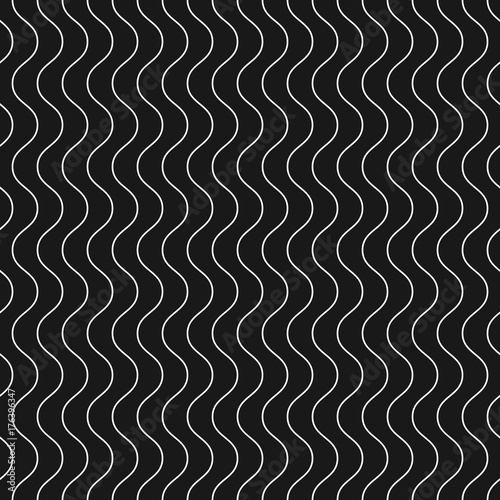 Stoffe zum Nähen Vertikale dünne Wellenlinien Vektor Musterdesign. Dunkle geometrische Textur