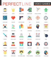 Wall Mural - Vector set of flat Video games icons