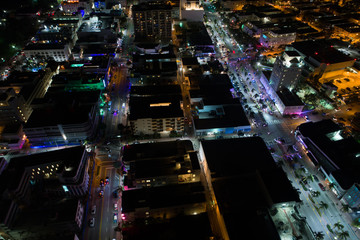 Wall Mural - Aerial night scene South Beach Miami Florida